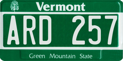 VT license plate ARD257