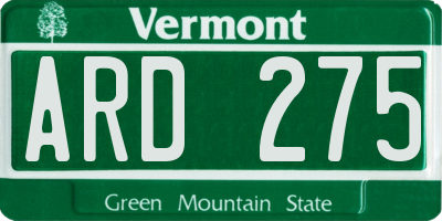 VT license plate ARD275