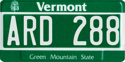 VT license plate ARD288