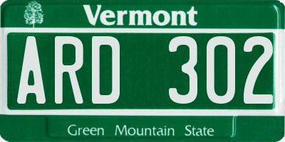 VT license plate ARD302