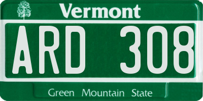 VT license plate ARD308