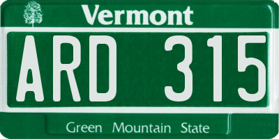 VT license plate ARD315