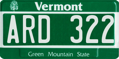 VT license plate ARD322