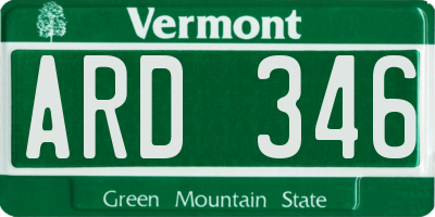 VT license plate ARD346