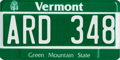 VT license plate ARD348