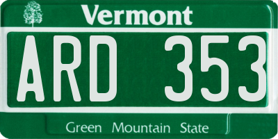 VT license plate ARD353