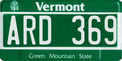 VT license plate ARD369