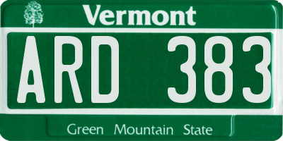 VT license plate ARD383