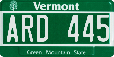 VT license plate ARD445