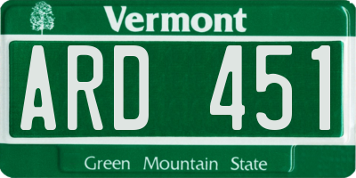 VT license plate ARD451