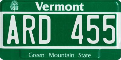 VT license plate ARD455