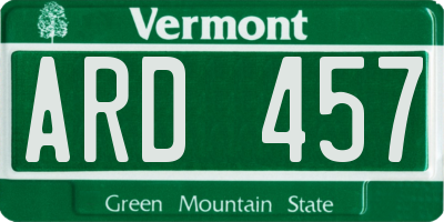 VT license plate ARD457