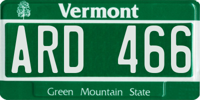 VT license plate ARD466