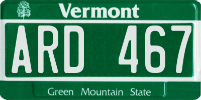 VT license plate ARD467