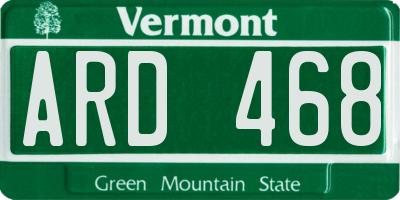 VT license plate ARD468