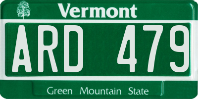 VT license plate ARD479