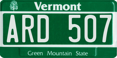 VT license plate ARD507