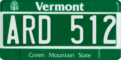 VT license plate ARD512