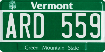 VT license plate ARD559
