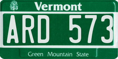 VT license plate ARD573