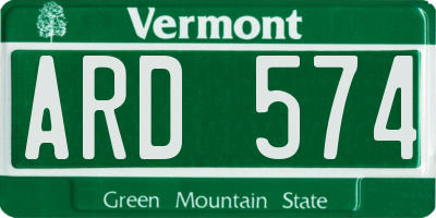 VT license plate ARD574