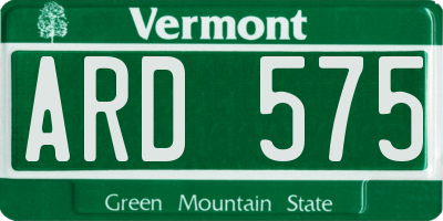 VT license plate ARD575