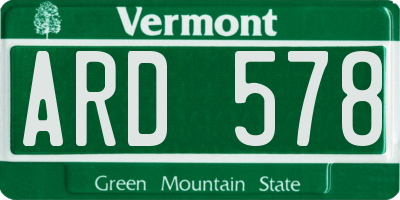 VT license plate ARD578