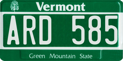 VT license plate ARD585