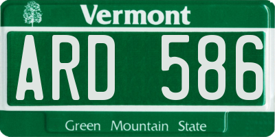 VT license plate ARD586