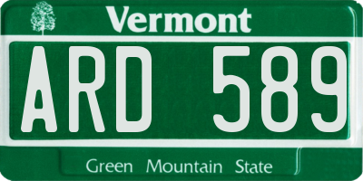 VT license plate ARD589