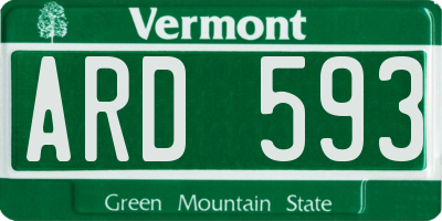 VT license plate ARD593