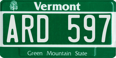 VT license plate ARD597