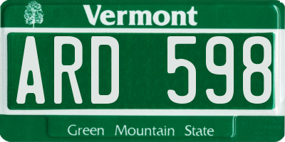 VT license plate ARD598