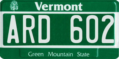 VT license plate ARD602