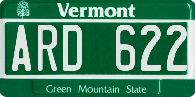 VT license plate ARD622