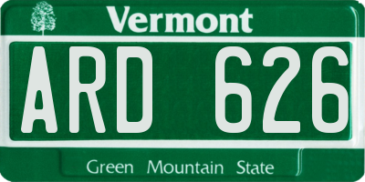 VT license plate ARD626
