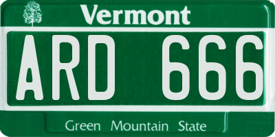 VT license plate ARD666