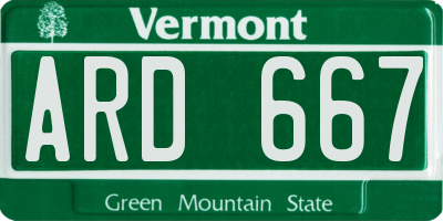 VT license plate ARD667