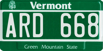 VT license plate ARD668