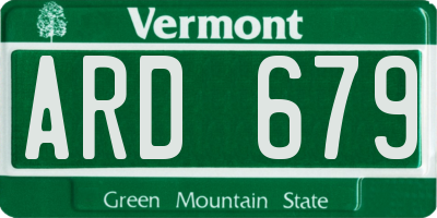 VT license plate ARD679