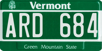 VT license plate ARD684
