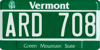 VT license plate ARD708