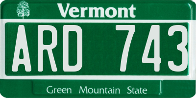 VT license plate ARD743