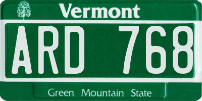 VT license plate ARD768
