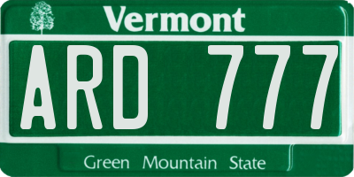 VT license plate ARD777