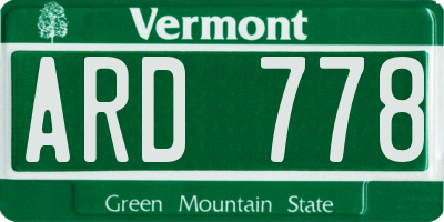 VT license plate ARD778