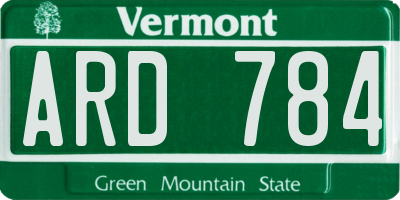 VT license plate ARD784