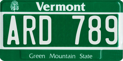 VT license plate ARD789
