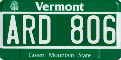VT license plate ARD806