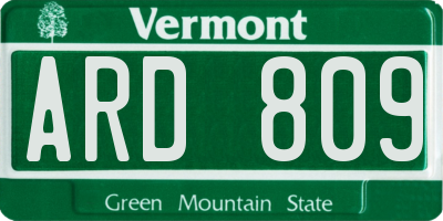 VT license plate ARD809